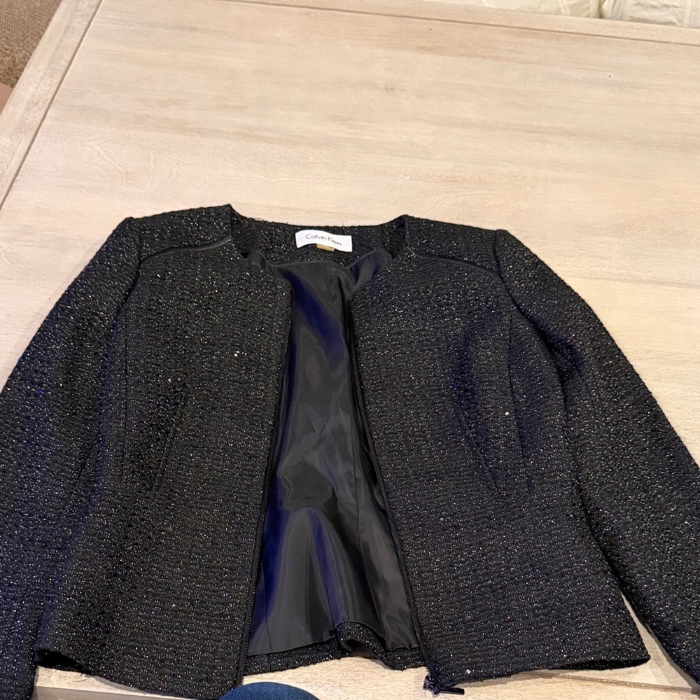 Calvin Klein Women's Elegant Black Tweed Blazer